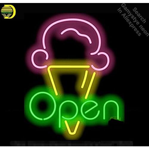 Ice Cream OPEN Neon Sign Restaurant neon bulb Sign neon lights Sign Custom glass Tube Handcraft Iconic Sign Display light up