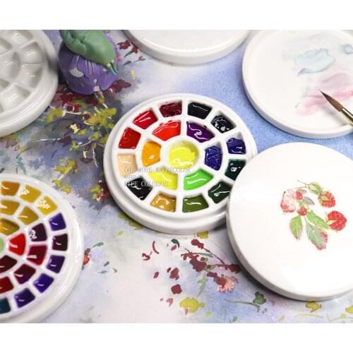 Watercolor palette 19/37 grid ceramic palette with lid multifunctional art paint box easy to clean painting art supplies Small