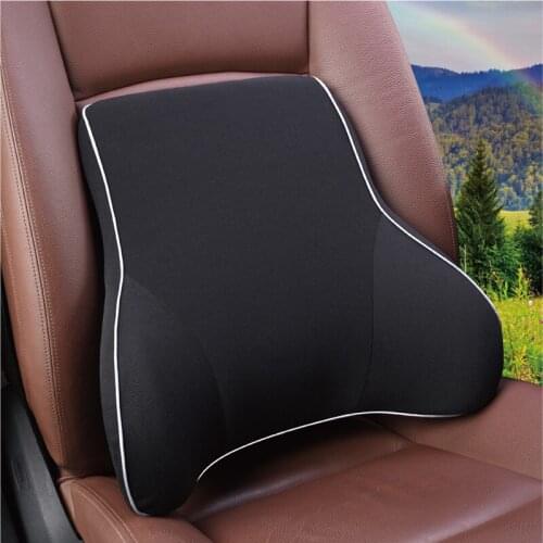 Memory Foam Car Headrest Pillow Leather Embroidered Seat Supports Sets Back Cushion Adjustment Auto Neck Rest Lumbar Pillows