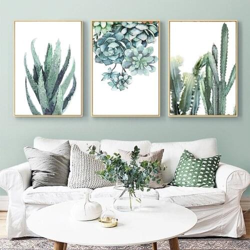 Succulents Cactus Aloe Poster and Canvas Prints Handmade Abstract Plants Wall Art Pictures for Livingr Room Decor Painting