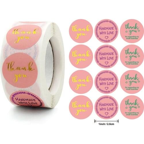 Qiduo New Pretty Thank you stickers Golden light Wrapping paper Handmade Birthday Gift Seal Label Stickers aesthetic decoration