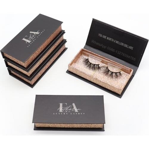 Rose Gold Glitter Eyelash Case 3D Mink Lashes Natural False Eyelashes Fake Lashes Long Eyelash Extension Custom Lashbox Package