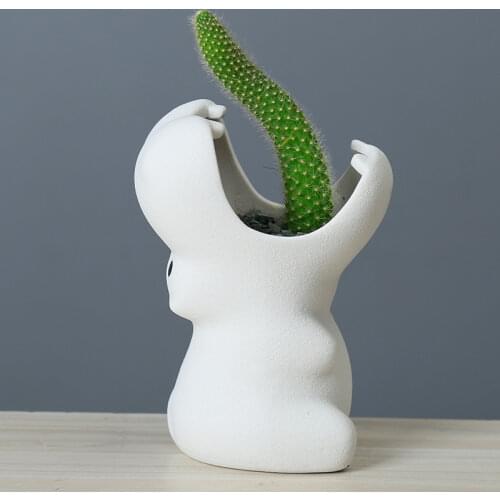 Horticultural Simplicity Creative Cartoon Hippo Shaped Flowerpot Ceramic Tabletop Plant Fleshy Flower With Tray Garden Pots