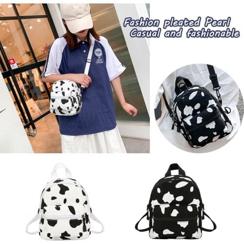 Cow Pattern School bags Women Casual Backpack Fashion Shoulder Canvas Bags Teenage Girl Mini Bagpacks