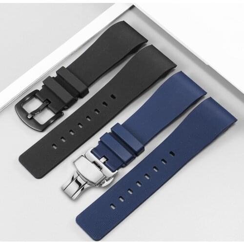 Yopo Silicone Watch Strap Replacement Santos 100 Series Mens Womens Rubber Wristband 20mm 23mm Black Dark Blue