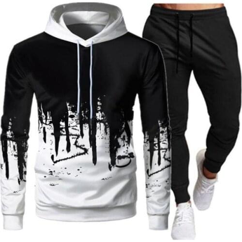2 Pieces Sets Tracksuit Men Hooded Sweatshirt+Pants Pullover Hoodie Sportwear Suit Ropa Hombre Casual Men Clothes Size S-3XL