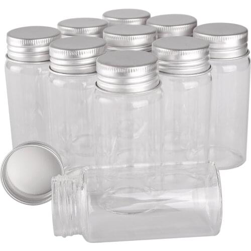 15 pieces 60ml 37*80mm Glass Bottles with Aluminum Caps Glass Spice Bottles Glass Container Jars Vials DIY Craft for Wedding