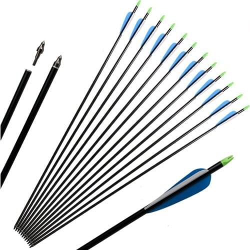6/12pcs Fiberglass Arrows 32" 82cm Spine 600 Blue White TPU Feathers for Recurve Bow Hunting Shooting Target Practice Games