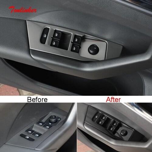 Tonlinker 4 PCS DIY NEW Stainless Steel Window Lift Control Ring Panel Cover Case Stickers for Chevrolet Cruze 2014