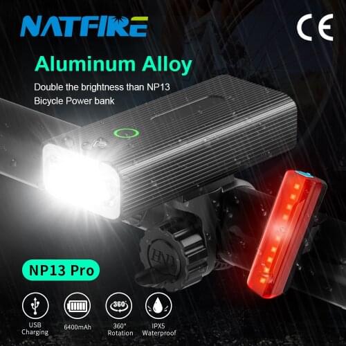 NATFIRE 2000 Lumen Bike Front Light NP13 Pro Rainproof USB Rechargeable Headlamp 3x T6 L2 LED Bicycle Front Light Flashlight