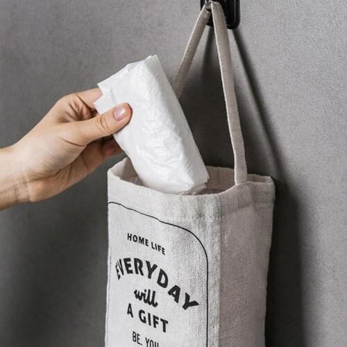 High quality Storage Holder Anti-Slip Eco-friendly Cotton Flax Plastic Bags Dispenser Organizer for Daily Life