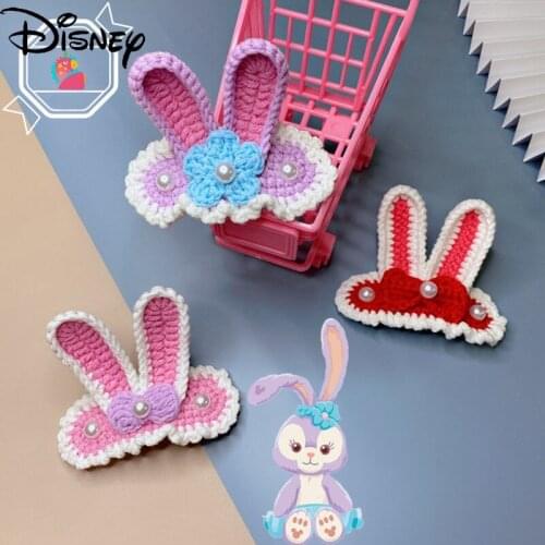 Disney Cartoon Three-dimensional Star Dailu Hairpin Disney Cute Bunny Ears Girl Heart Headdress Handmade Knitted Clip Tide
