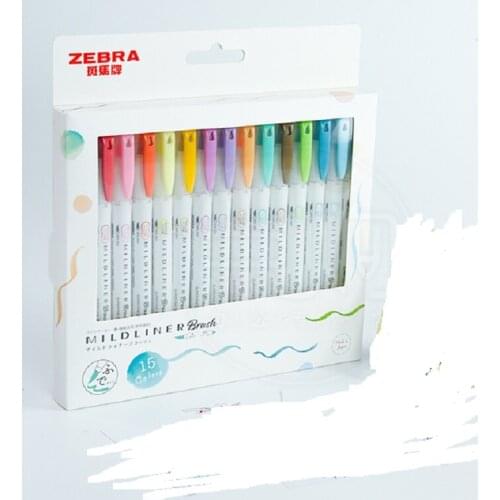 ZEBRA WFT8 double-headed highlighter soft-headed writing brush hand account pen upgrade thickness dual-use 15 colors/lot