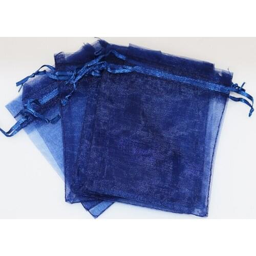 15x20cm (5.9"x7.87")Dark Blue Organza Bags Jewelry Package Organza Wedding Gift Bags can Customized Logo Printing Bags 100pcs
