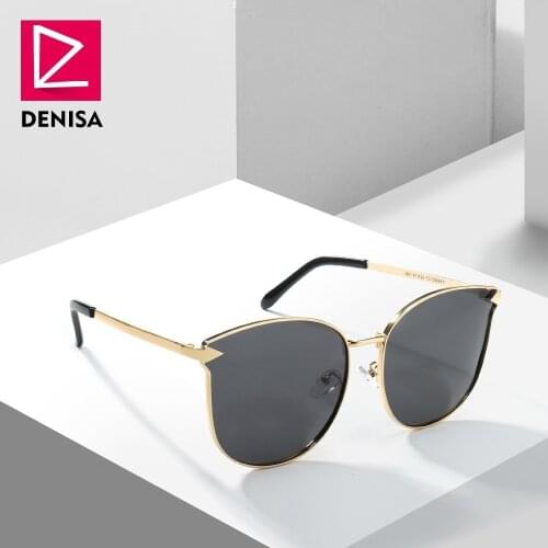 DENISA Cat Eye Mirror Sunglasses Female 2019 Vintage Cateye Glasses Trend Ladies Outdoor Personality Sunglasses UV400 G55905
