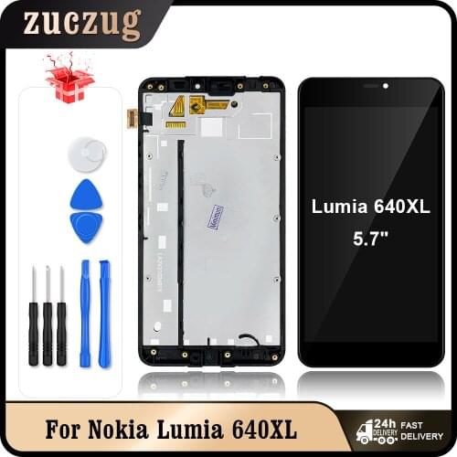 For Nokia Lumia 640XL 640 XL N640XL 5.7" LCD Display Touch Screen Digitizer Assembly With Frame Replacement LCDs + Gift