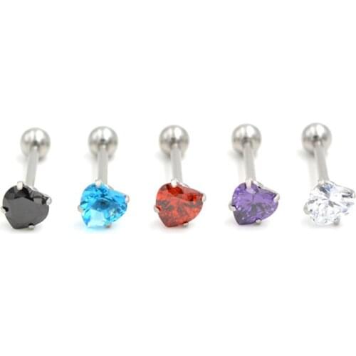 1PC Charm Heart Tongue Rings Barbell Piercing Jewelry piercing langue piercing bars tongue pircing ombligo Body Piercing Jewelry