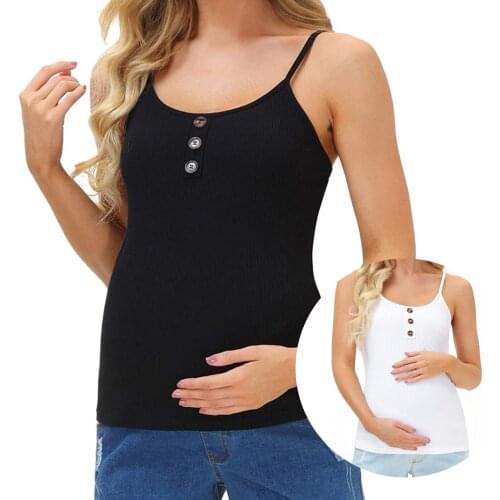 2021 Maternity Tank Top Womens Maternity Tops Round Neck Front Pleat Tunic Top Pregnancy Shirts Camisetas Nursing Tanks