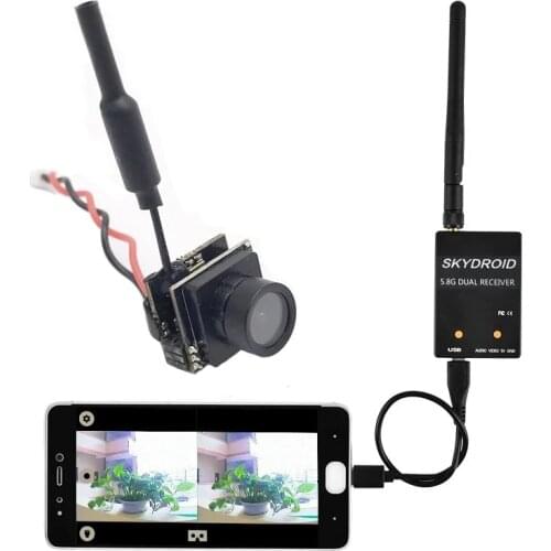 5.8G 150CH Mini FPV Receiver UVC Video Downlink OTG For Android Mobile Phone and 5.8G 48CH 25mW 800TVL 4:3 FPV Mini Camera