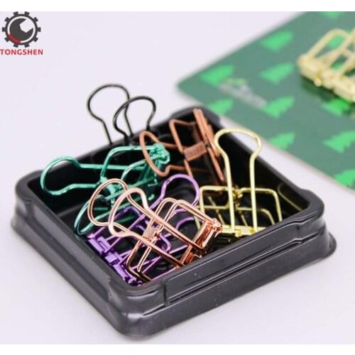 6Pcs Medium Metal Wire Binder Clips Colorful Hollow Out Design Multicolor Paper Binder Clip office paper organizer stationery s