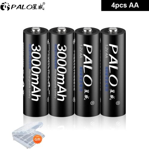 PALO AA rechargeable battery 1.2V AA 3000mAh Ni-MH Pre-charged Rechargeable Battery 2A Bateries for Camera Microphone toy