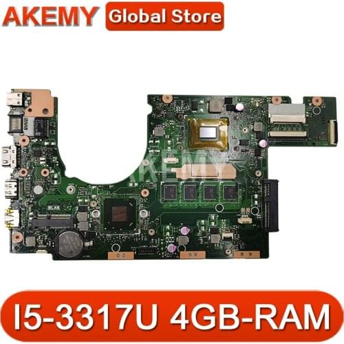 Akmey S300CA for ASUS Laptop motherboard I5-3317U 4GB-RAM REV 2.0 PN:60NB00Z0-MBD000 S300CA mainboard 100% tested