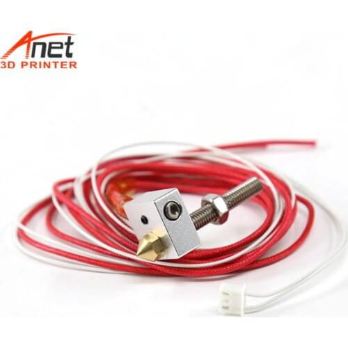 Anet Hot End Kit M6 40mm Throat 0.4mm Nozzle Heating Tube NTC 3950 Thermistor Aluminum Block For A6 A8 E10 E12 E16 3D Printer