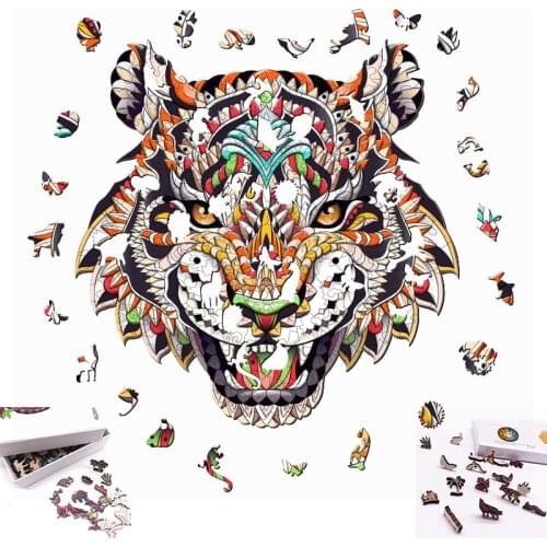 Wooden Puzzle Jigsaw Gift Cartoon Toy For Adults and Kids Educational Animals of Jungle 3D DIY