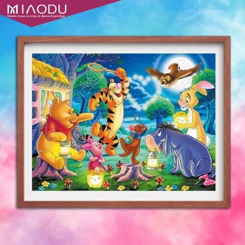 Disney Full Square Round 5D DIY Diamond Painting Pooh Tigger Friends Catch Fireflies Diamond Embroidery Cross Stitch Mosaic Gift