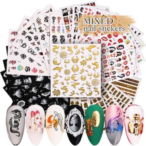 Design 3D Nail Art Stickers Flower Butterfly Transfer Stickers Slider Decals Tip Manicuring Flowers And Lace Color Nail Art