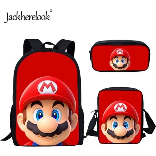 Jackherelook 3PCS/Set Backpack Schoolbag For Teenage Girls Boys Red Cute Cartoon Anime Design Children Book Bags Mochila Escolar