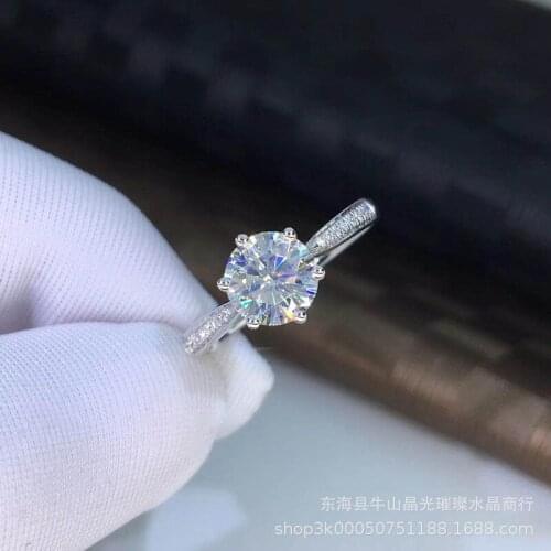 UMQ 18K White Gold Plated Pass Diamond Test Round Excellent Cut 1 ct D Color Moissanite Party Ring Classic 925 Jewelry Gift