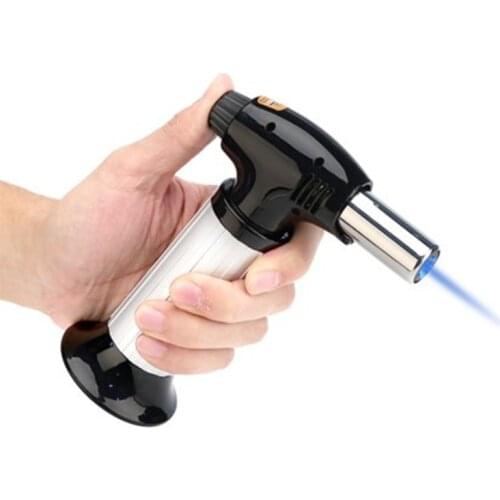 Kitchen Blow Torch Lighter Refillable Adjustable Flame Torch Lighter with Safety Lock for DIY Pastries Chef Cooking Torch