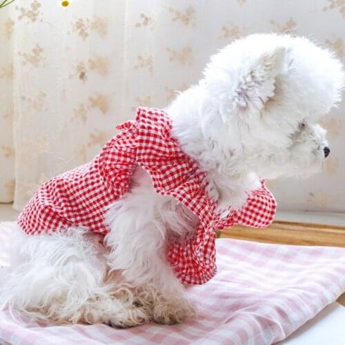 Summer Dog Grid Dog Clothes Pet Princess Clothes Dress Spring Plaid Dress For Small Medium Puppy Teddy Clothes Pet Supplies