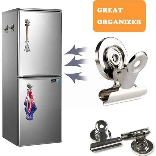 Metal Fridge Magnetic Stickers Clips Fridge Wall Memo Magnet Note Strong Holder Message Magnetic Whiteboard Clips Clamp U8M1