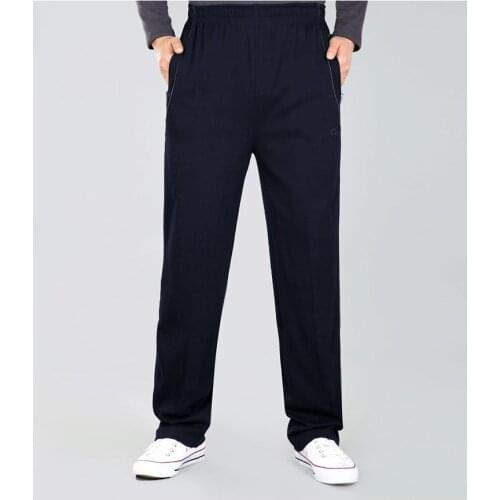 New arrival fashion Spring Autumn Pants Men Cotton Summer Thin Loose Casual Trousers Elastic Waist plus size XL 2XL 3XL 4XL 5XL