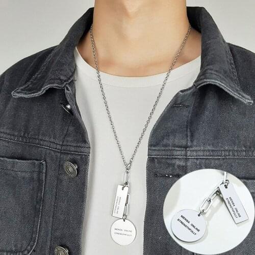 Mens Awesome MENSA ONLINE STRENGTHFULLY Necklaces Stainless Steel Round and Bar Pendant Club Organization Gifts Jewelry