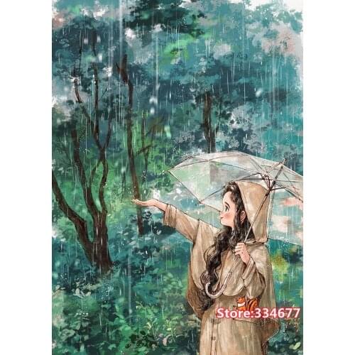 Rainy day Girl Cross Stitch Kits 14CT Unprinted For Embroidered Handmade Arts Set Wall Home Decor Handmade