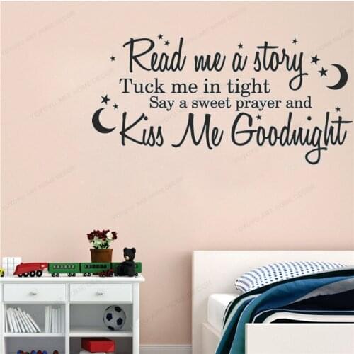 Read Me A Story Kiss me Goodnight Wall Sticker Decal Kids Quote For Nursery Vinyl Adhesive Baby Kids Bedroom WallMural WU256