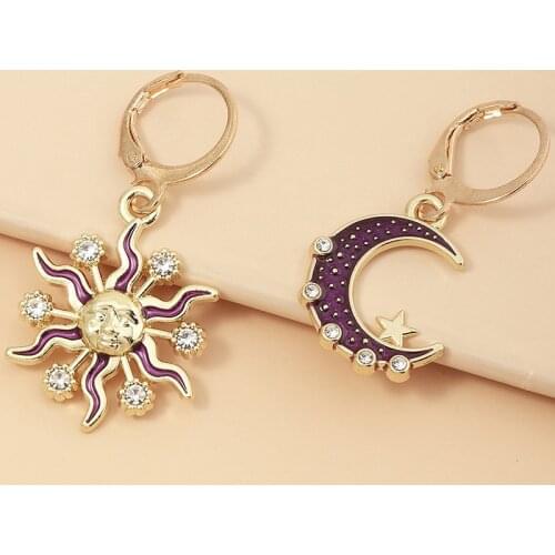 Dominated new 2020 contracted asymmetric Star fashion Drop earrings Delicate joker Moon style Women earrings Jewelry