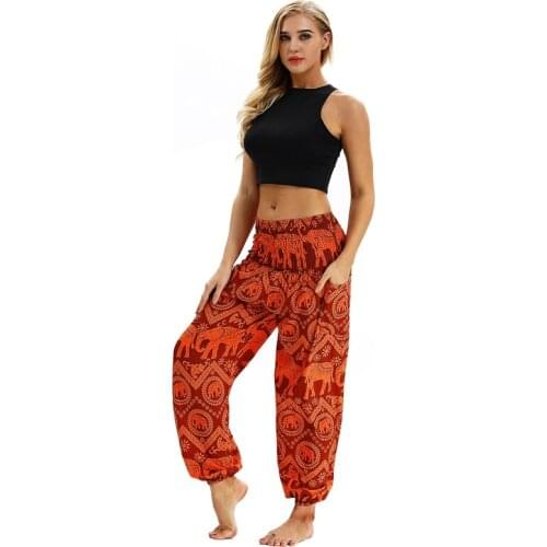 New Women Yoga Pants High Waist Sexy Print Loose Beach Holiday Wide Leg Pants Breathable Fitness Sport Pants Dance Lantern Pant