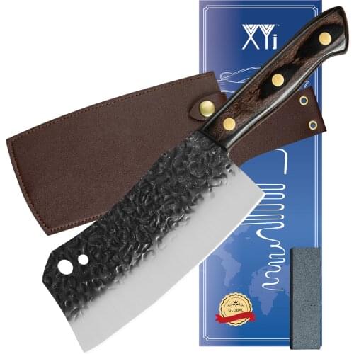 XYJ Full Tang 7 Inch Cleaver Chef Knife With Sheath Stainless Steel Sharp Vegetable Meat Knives Good For All Around Cutting Tool