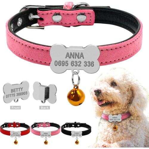 Personalized Chihuahua Collar for Small Dog Adjustable Padded Pet Collars with Bell For Small Medium Cat Dogs
