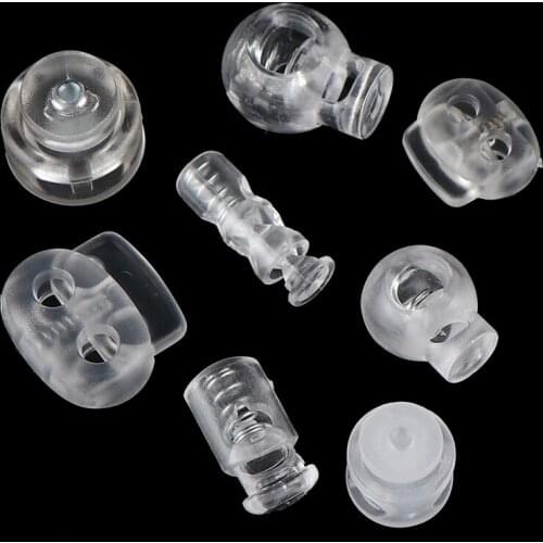 Plastic Cord Locks Stopper Cord Ends Toggles Clip Buckle Transparent Clear Frost Shoelace Sportswear DIY Bag Accessories 10pcs