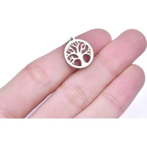 5pcs/Lot Stainless Steel Family Tree Charms Handmade Animal Butterfly Pendant Women Necklaces Earrings Unisex Gift Jewelry