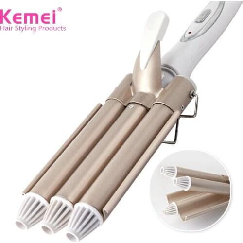 Kemei Professional Hair Curler Electric Curling Iron Wave Hair Styling Ceramic Straightener Barrel Perm Rollers Hairstyles Tools