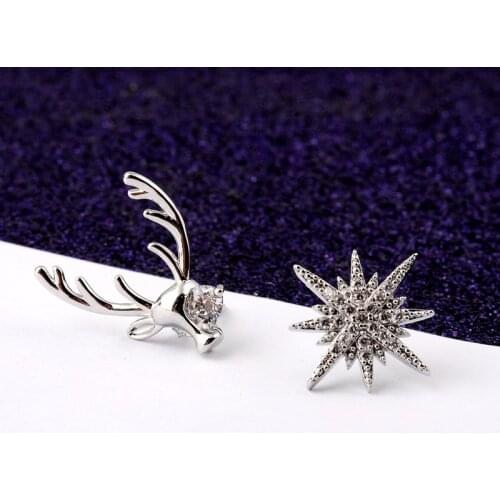 Simple Classic Silver Color Star Snowflake Elk Shape Brooches Men Women Metal Alloy Shawl Cardigan Collar Pins Accessories