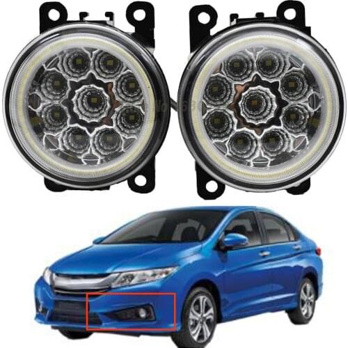 Fog Light Assembly LED Super Bright Driving Light Angel Eye DRL Daytime Running Light Fit For Honda City Grace Ballade 2014-2018