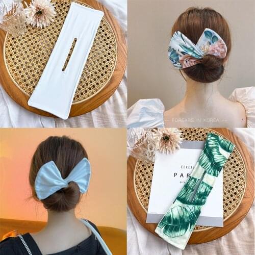 Multicolor Deft Bun Print Headband Hairpin for Women Girl Cloth Hair Circle Bun Maker Ponytail Holder Hair Accessories