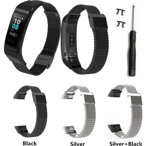 For Huawei Band 3 Pro Strap Stainless Steel Watchband Metal Bracelet Milanese Band For Huawei Band 3 Smart Wristband Accessories